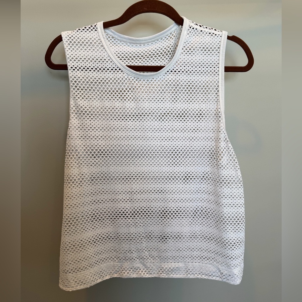 Lululom White Mesh Sleeveless Tank Top - 8